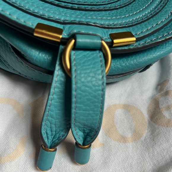 Chloe Light Blue Leather Mini Marcie Crossbody Bag Turquoise Summer Bag - Picture 8 of 15